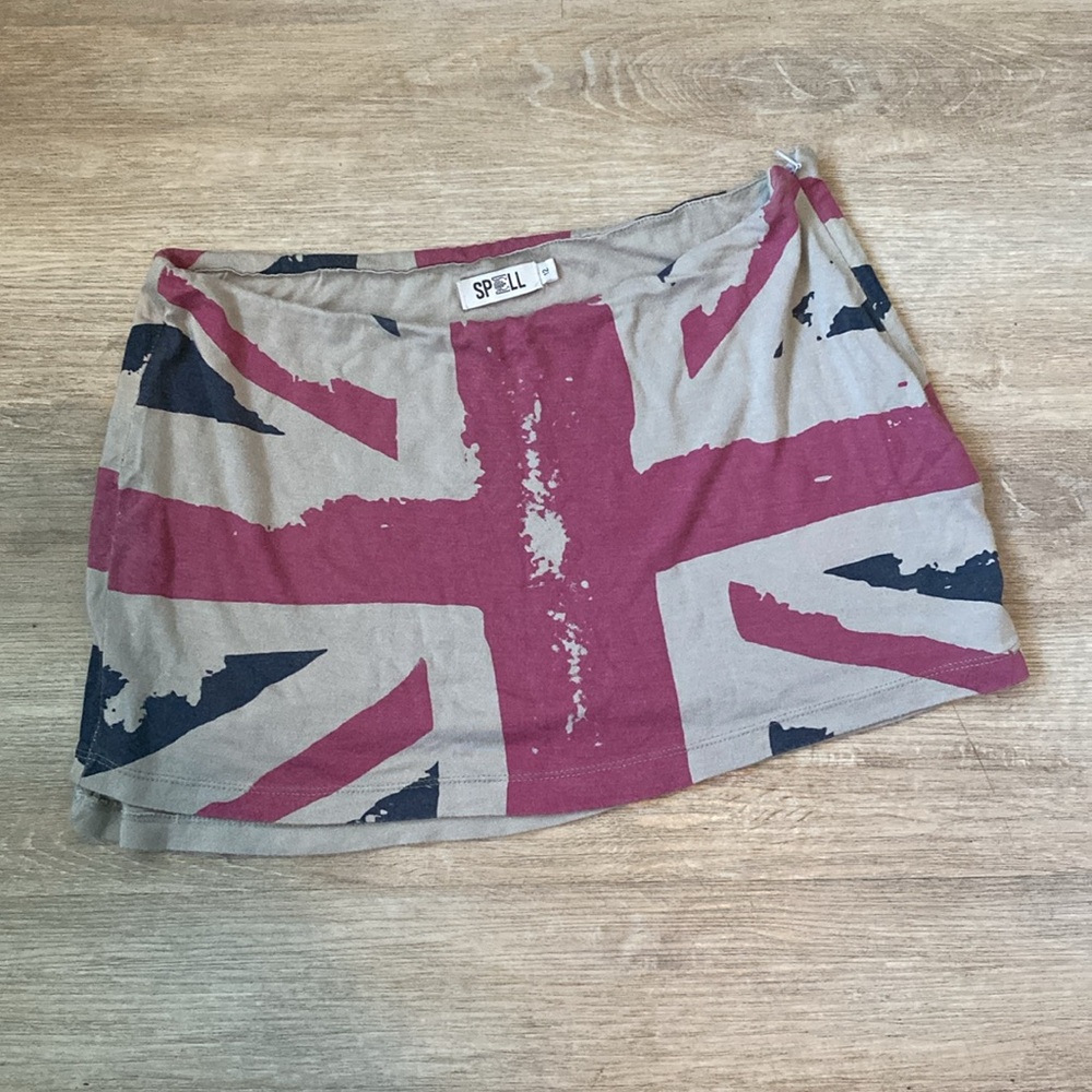Spell Designs Union Jack Texas Mini Skirt Sz 12 AU